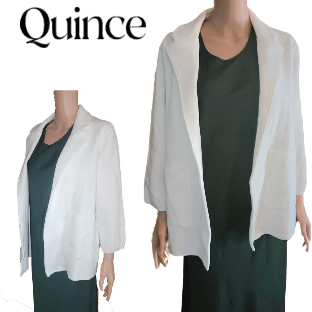 Quince 100% Organic Cotton Knit Blazer NWT White Small